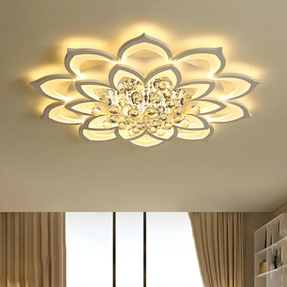 DecorBites™ Contemporary LED Acrylic Flushmount Ceiling Light with Crystal Drop in Warm/White Light - 27"/31.5" W
