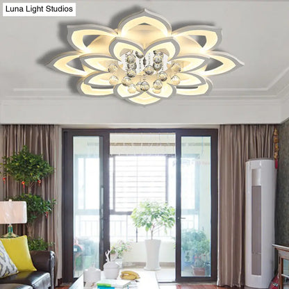 DecorBites™ Contemporary LED Acrylic Flushmount Ceiling Light with Crystal Drop in Warm/White Light - 27"/31.5" W