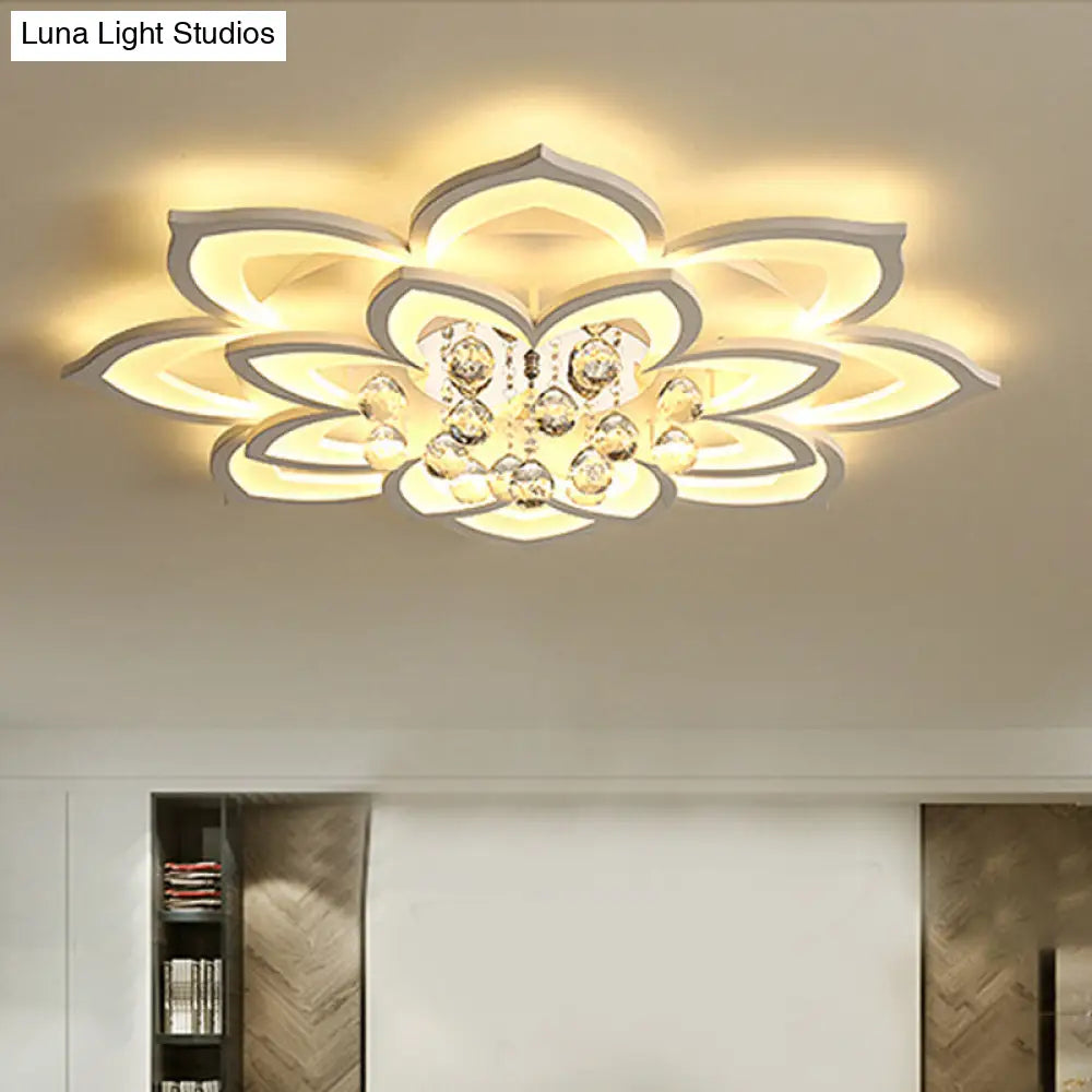DecorBites™ Contemporary LED Acrylic Flushmount Ceiling Light with Crystal Drop in Warm/White Light - 27"/31.5" W