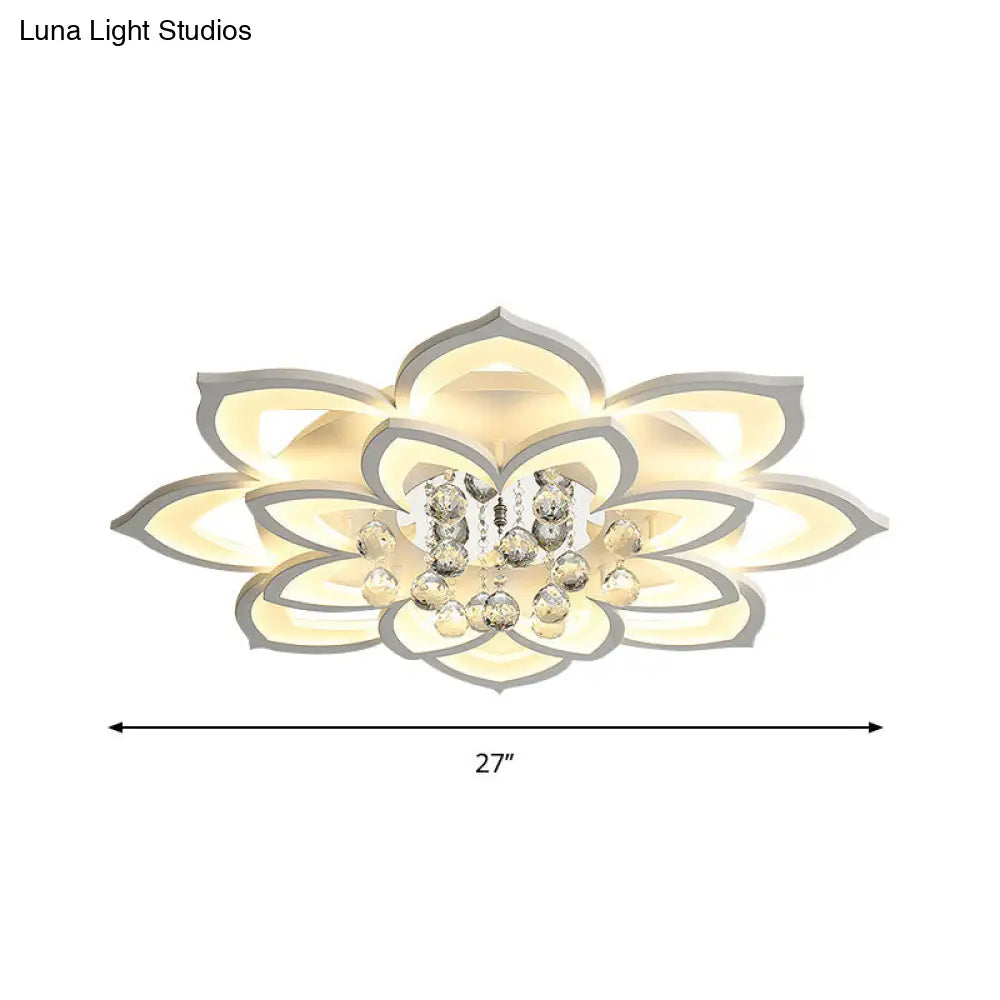 DecorBites™ Contemporary LED Acrylic Flushmount Ceiling Light with Crystal Drop in Warm/White Light - 27"/31.5" W