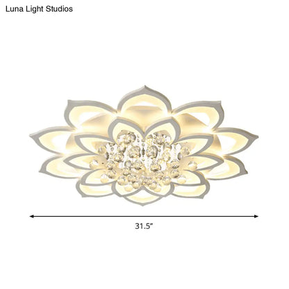 DecorBites™ Contemporary LED Acrylic Flushmount Ceiling Light with Crystal Drop in Warm/White Light - 27"/31.5" W