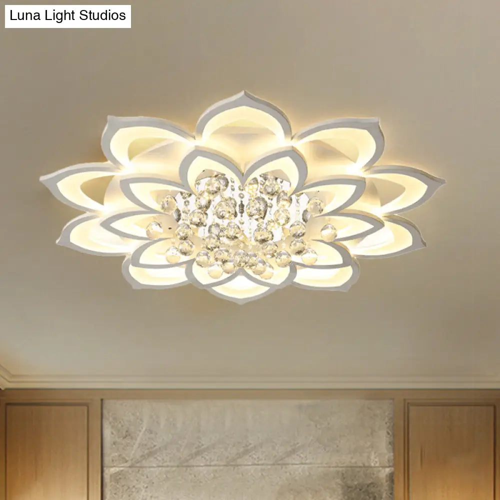 DecorBites™ Contemporary LED Acrylic Flushmount Ceiling Light with Crystal Drop in Warm/White Light - 27"/31.5" W