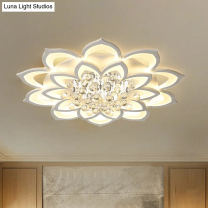 DecorBites™ Contemporary LED Acrylic Flushmount Ceiling Light with Crystal Drop in Warm/White Light - 27"/31.5" W