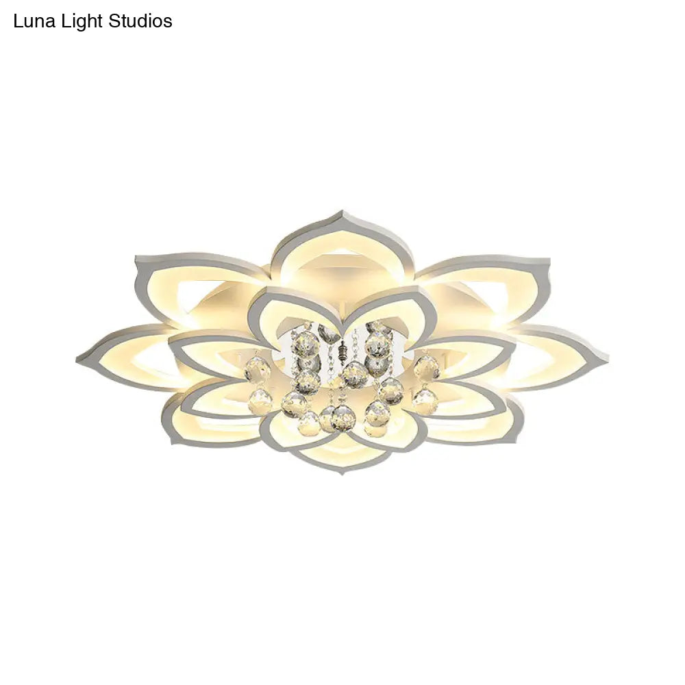 DecorBites™ Contemporary LED Acrylic Flushmount Ceiling Light with Crystal Drop in Warm/White Light - 27"/31.5" W