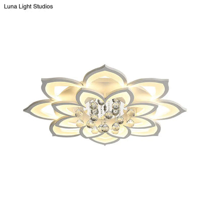 DecorBites™ Contemporary LED Acrylic Flushmount Ceiling Light with Crystal Drop in Warm/White Light - 27"/31.5" W