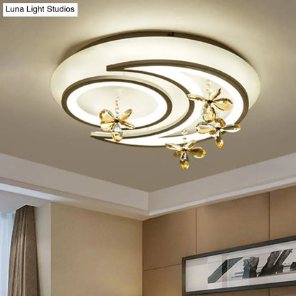 DecorBites™ DecorBites™ Contemporary LED Acrylic Flushmount Lamp - White Flower/Cloud/Moon Design for Bedroom