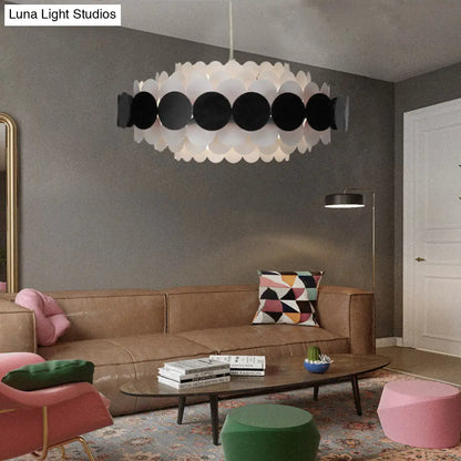 Lámpara de araña ovalada contemporánea LED de acrílico - Lámpara colgante ancha en negro/azul/rojo