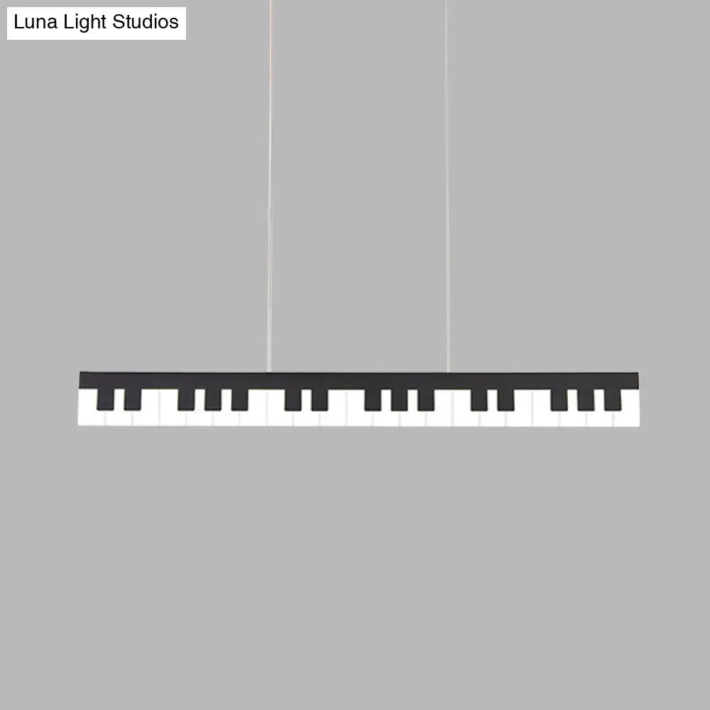 Contemporary LED Acrylic Pendant Ceiling Light in White/Black Piano Key Shape - 3 Light Options