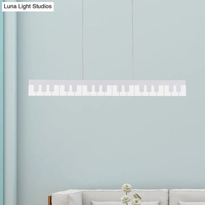 Contemporary LED Acrylic Pendant Ceiling Light in White/Black Piano Key Shape - 3 Light Options