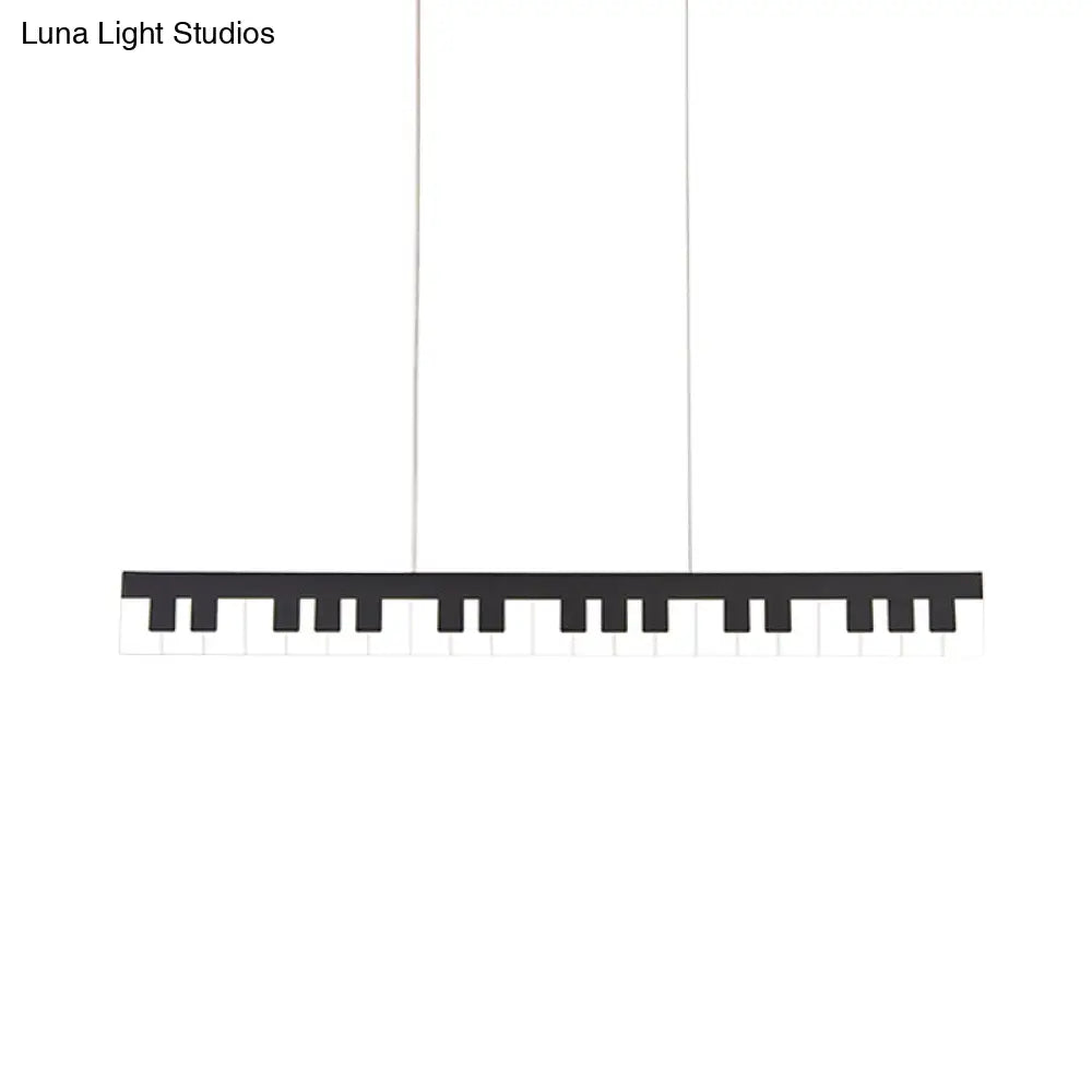 Contemporary LED Acrylic Pendant Ceiling Light in White/Black Piano Key Shape - 3 Light Options