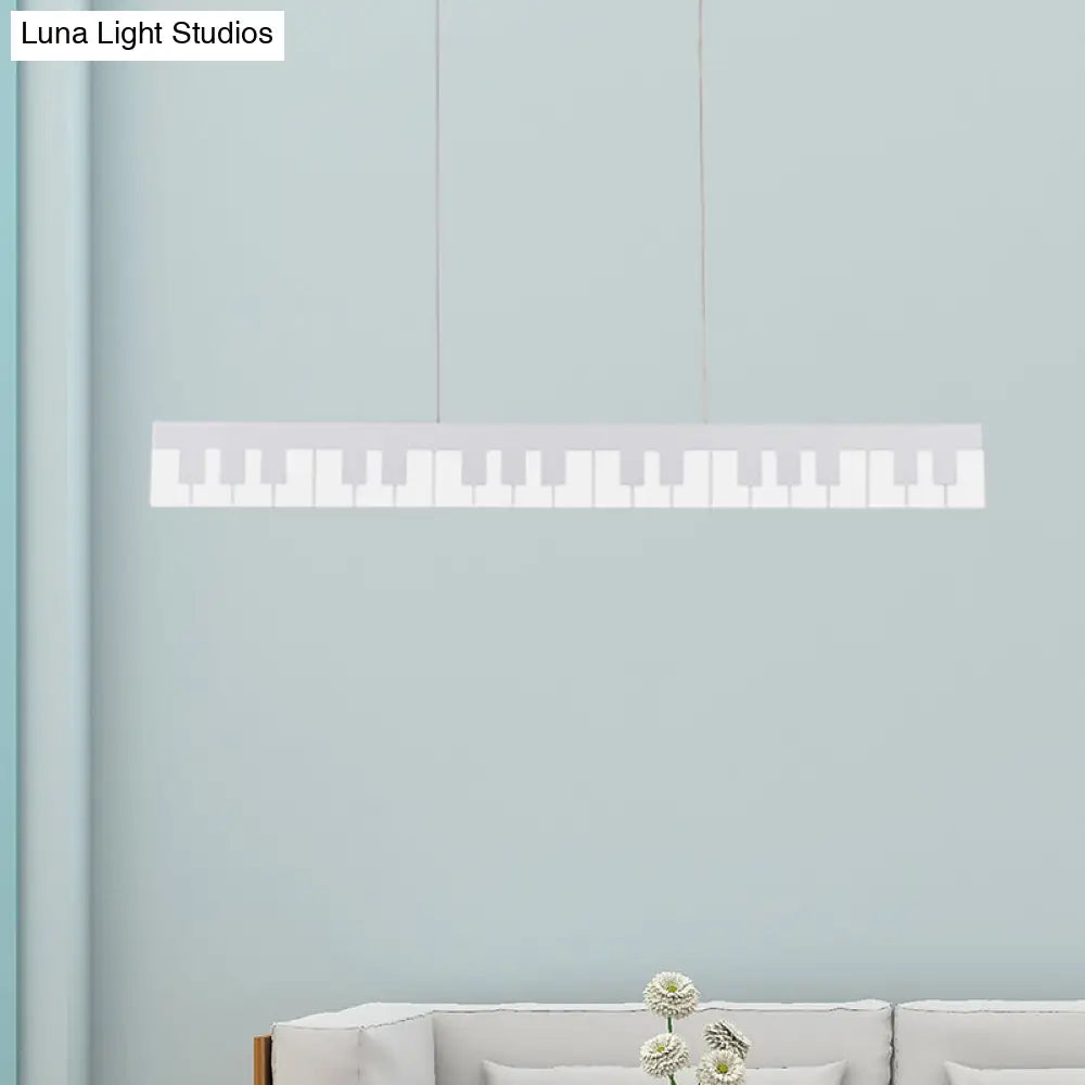 Contemporary LED Acrylic Pendant Ceiling Light in White/Black Piano Key Shape - 3 Light Options