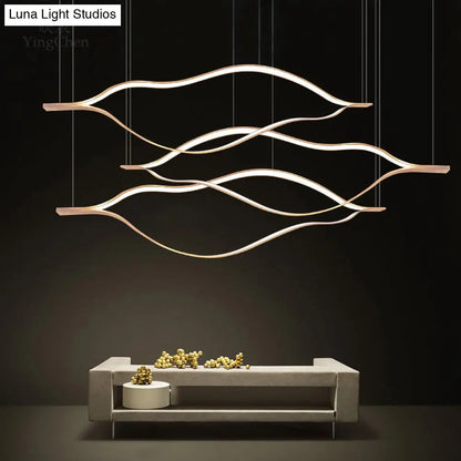 ثريا أكريليك LED معاصرة - تصميم موجة بيضاء - عرض 23.5 بوصة/31.5 بوصة/39 بوصة - إضاءة بيضاء/دافئة