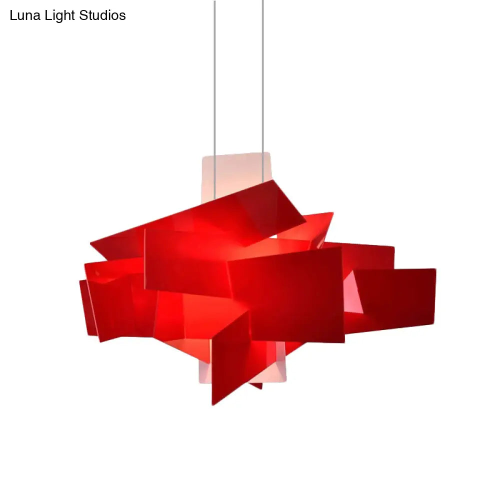 Contemporary LED Acrylic Suspension Light - White/Red Irregular Pendant for Dining Table