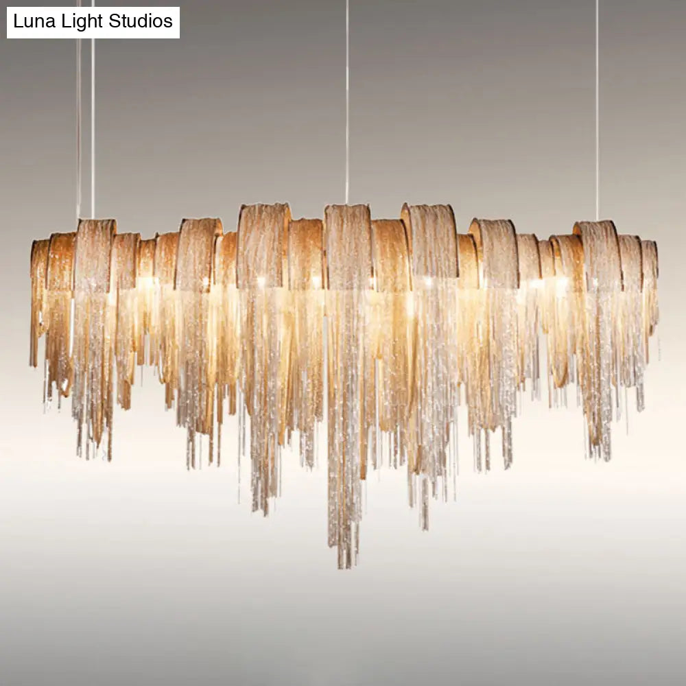 Contemporary LED Aluminum Chainmail Chandelier Pendant Light for Living Room