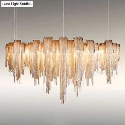Contemporary LED Aluminum Chainmail Chandelier Pendant Light for Living Room