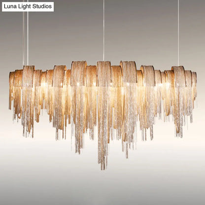 Contemporary LED Aluminum Chainmail Chandelier Pendant Light for Living Room