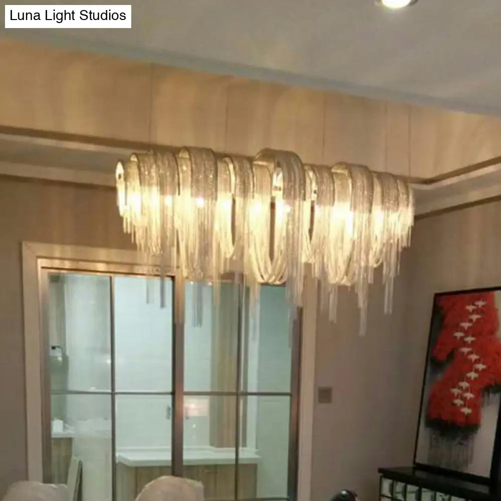 Contemporary LED Aluminum Chainmail Chandelier Pendant Light for Living Room