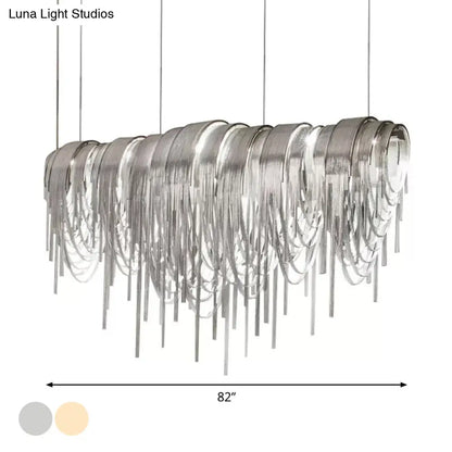 Contemporary LED Aluminum Chainmail Chandelier Pendant Light for Living Room