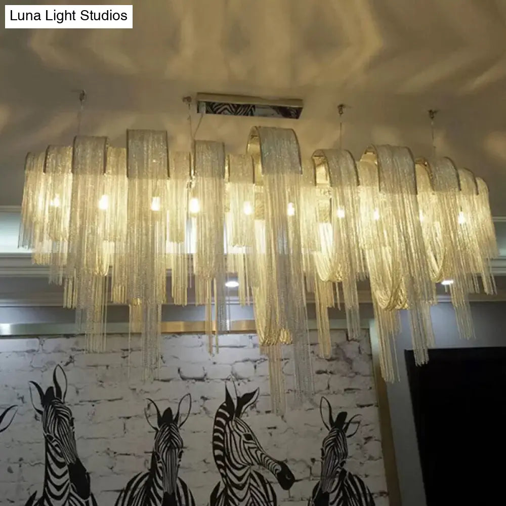 Contemporary LED Aluminum Chainmail Chandelier Pendant Light for Living Room