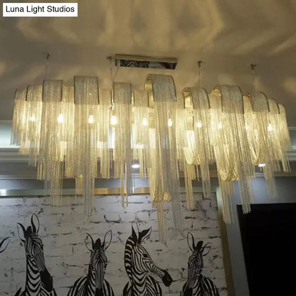 Contemporary LED Aluminum Chainmail Chandelier Pendant Light for Living Room