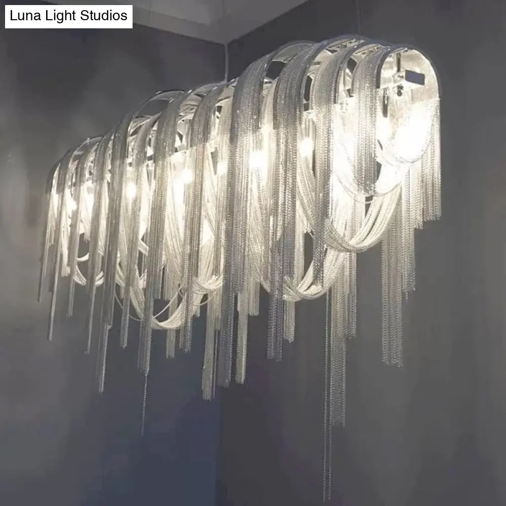 Contemporary LED Aluminum Chainmail Chandelier Pendant Light for Living Room