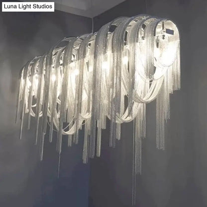 Contemporary LED Aluminum Chainmail Chandelier Pendant Light for Living Room