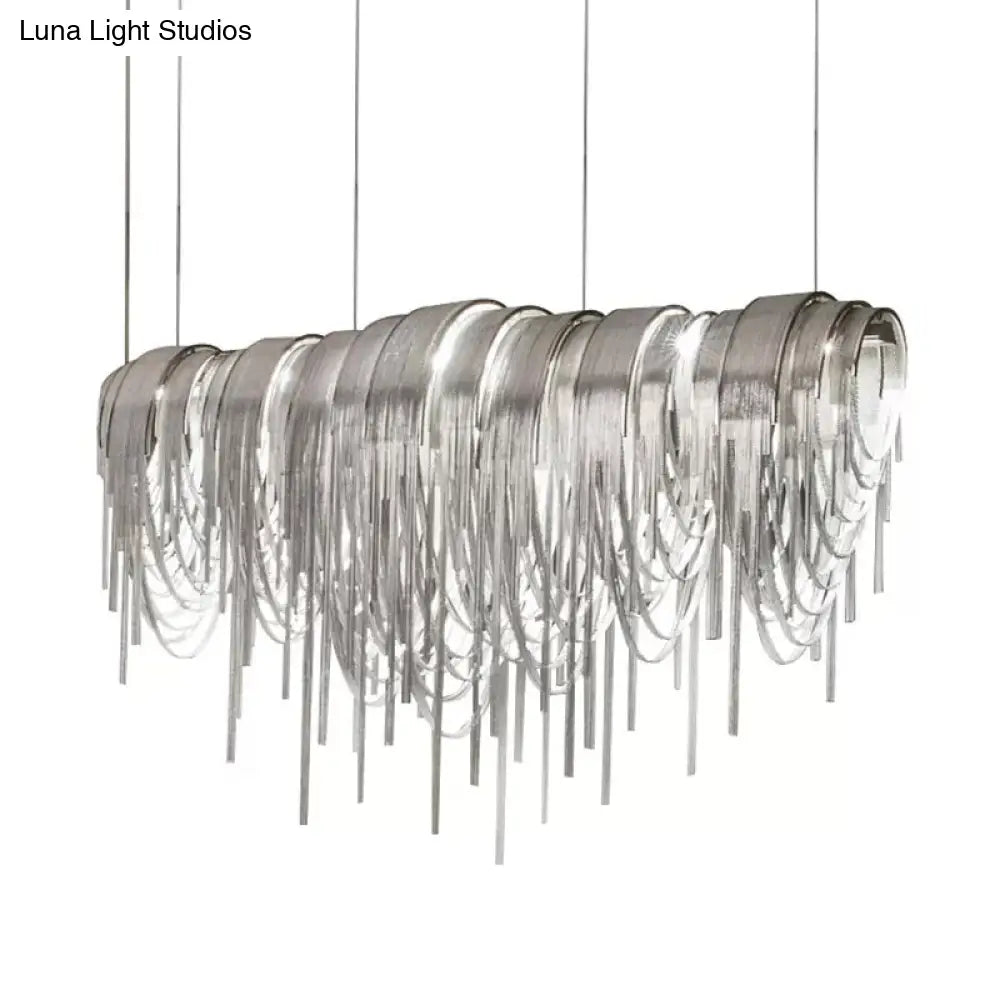 Contemporary LED Aluminum Chainmail Chandelier Pendant Light for Living Room