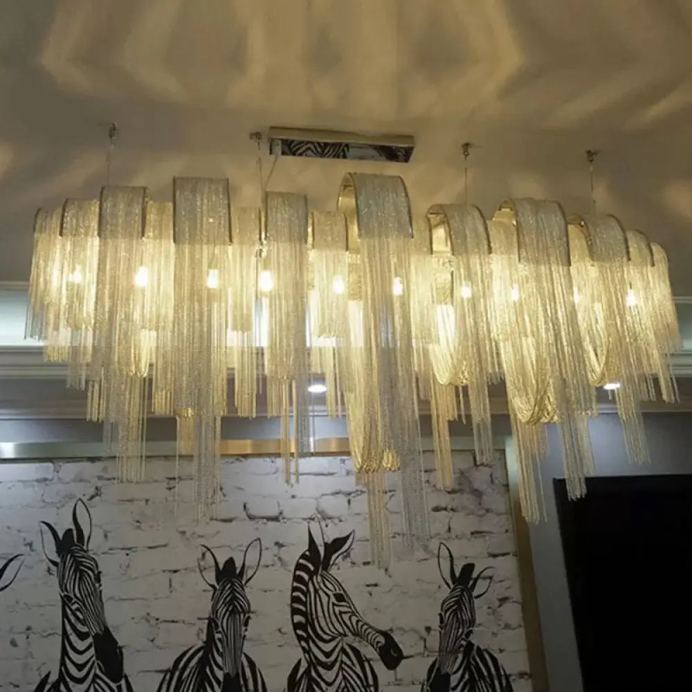 Contemporary LED Aluminum Chainmail Chandelier Pendant Light for Living Room