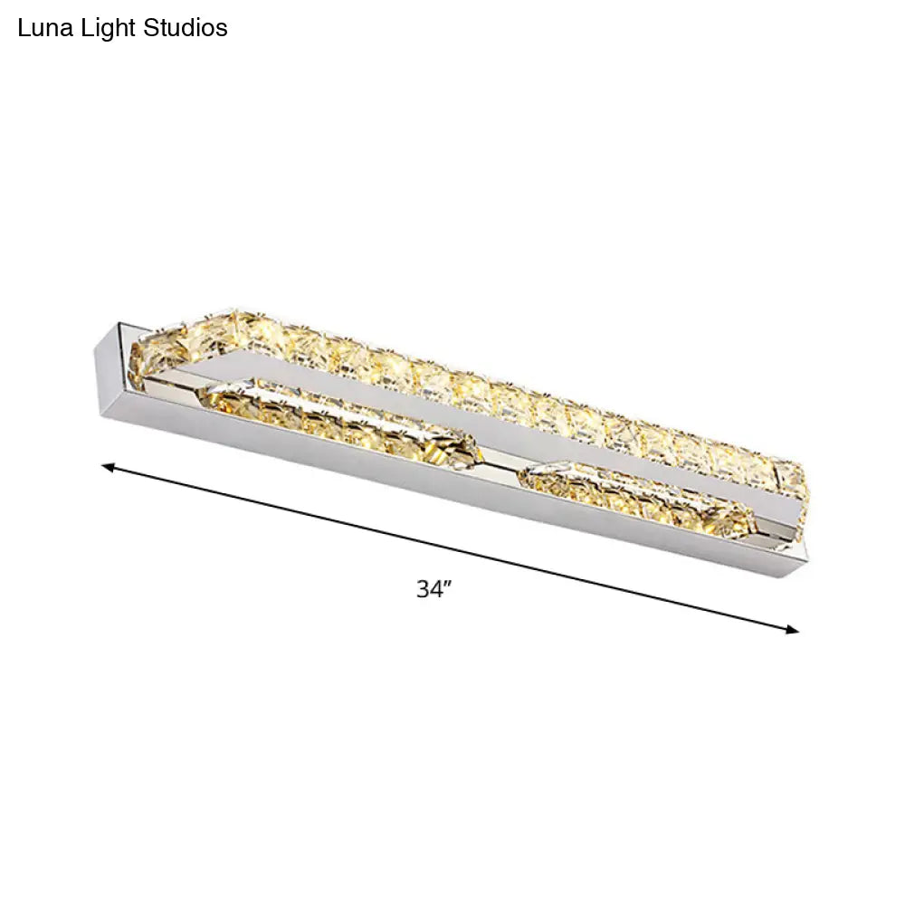 DecorBites™ DecorBites™ Contemporary LED Bathroom Vanity Wall Light with Clear/Champagne Crystal - 16"/22" Width - Warm/White Light