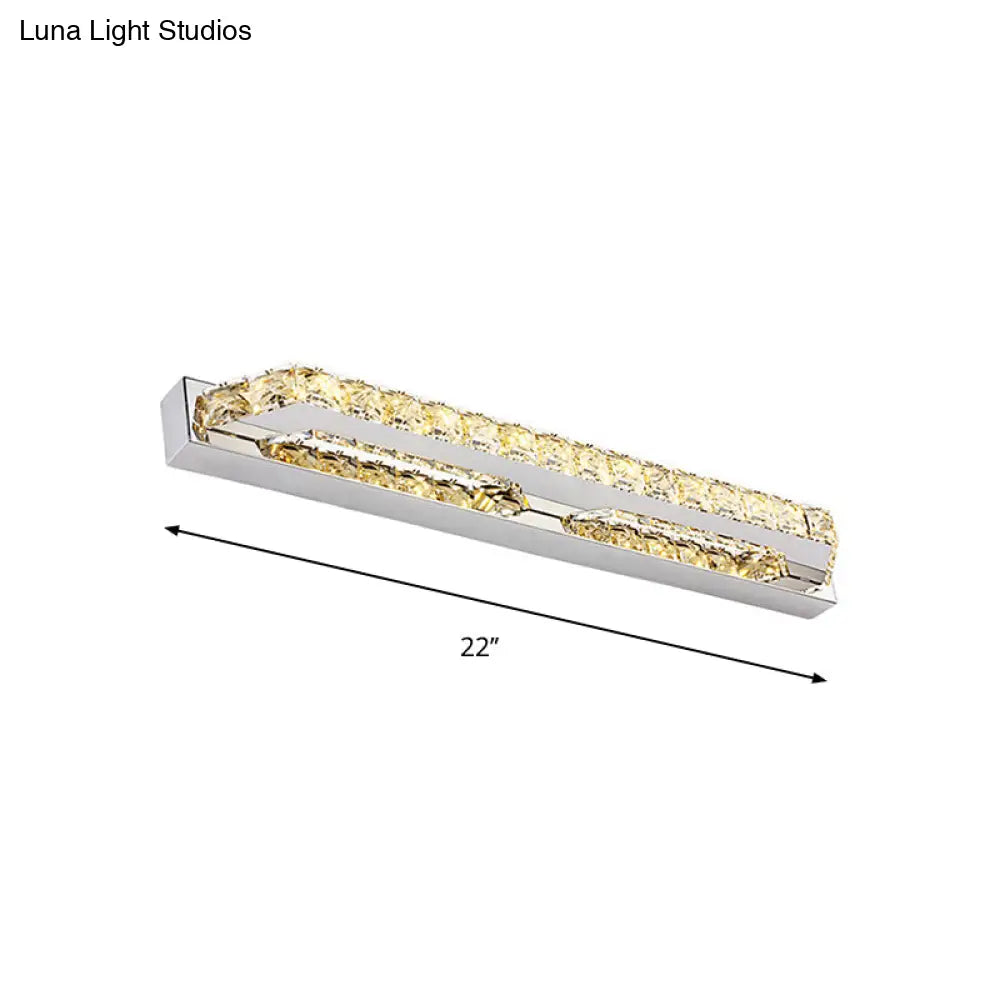 DecorBites™ DecorBites™ Contemporary LED Bathroom Vanity Wall Light with Clear/Champagne Crystal - 16"/22" Width - Warm/White Light