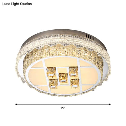 DecorBites™ DecorBites™ Contemporary LED Bedroom Lighting Fixture - Stainless Steel Flush Mount with Circular Crystal Blocks