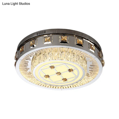 DecorBites™ DecorBites™ Contemporary LED Bedroom Lighting Fixture - Stainless Steel Flush Mount with Circular Crystal Blocks