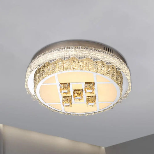 DecorBites™ DecorBites™ Contemporary LED Bedroom Lighting Fixture - Stainless Steel Flush Mount with Circular Crystal Blocks