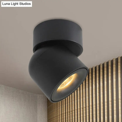 DecorBites™ DecorBites™ Contemporary LED Black Aluminum Flush Mount Cylinder Light with Adjustable Warm/Natural Lighting