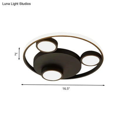 DecorBites™ DecorBites™ Contemporary LED Black Flush Mount Bear Head Acrylic Light Fixture