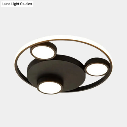 DecorBites™ DecorBites™ Contemporary LED Black Flush Mount Bear Head Acrylic Light Fixture