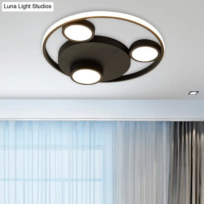 DecorBites™ DecorBites™ Contemporary LED Black Flush Mount Bear Head Acrylic Light Fixture