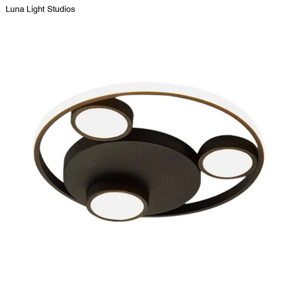 DecorBites™ DecorBites™ Contemporary LED Black Flush Mount Bear Head Acrylic Light Fixture