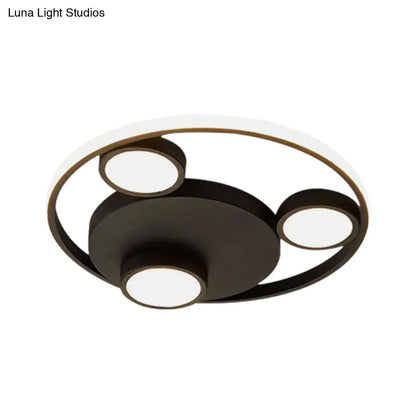 DecorBites™ DecorBites™ Contemporary LED Black Flush Mount Bear Head Acrylic Light Fixture