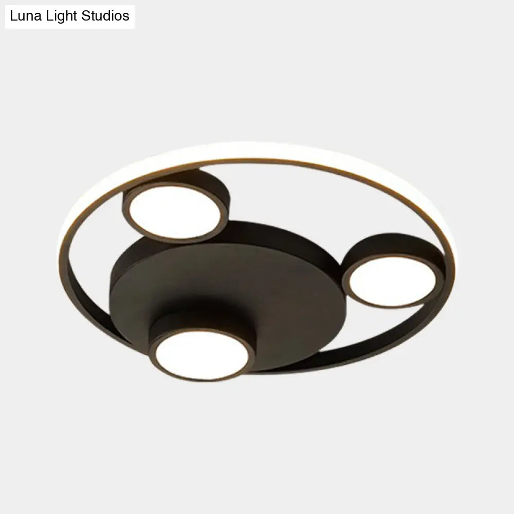 DecorBites™ DecorBites™ Contemporary LED Black Flush Mount Bear Head Acrylic Light Fixture