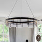 Contemporary LED Black Glass Panel Pendant Light Fixture with White/Warm Lighting – Ceiling Suspension Lamp