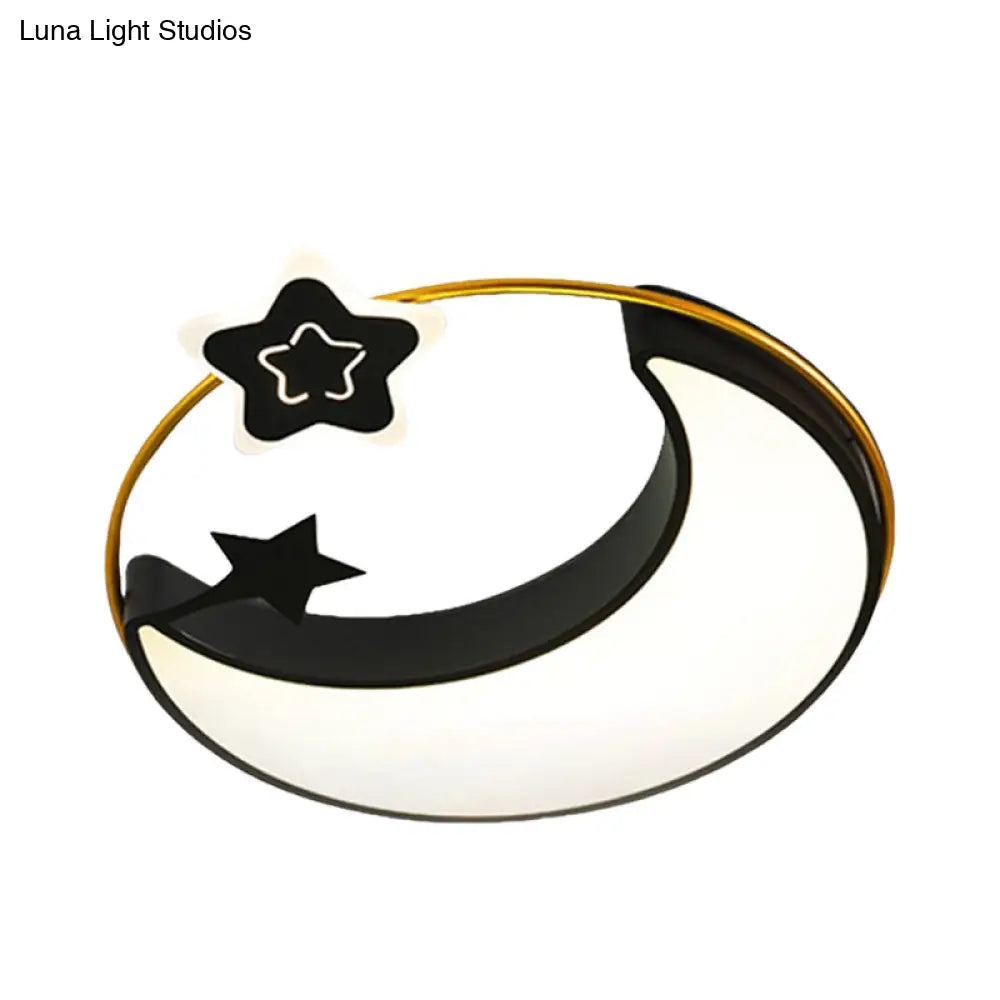 DecorBites™ DecorBites™ Contemporary LED Black Moon and Star Flushmount Ceiling Fixture