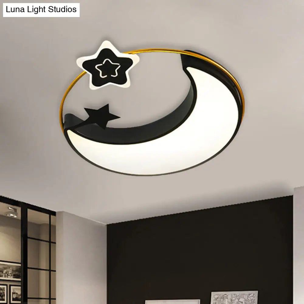 DecorBites™ DecorBites™ Contemporary LED Black Moon and Star Flushmount Ceiling Fixture
