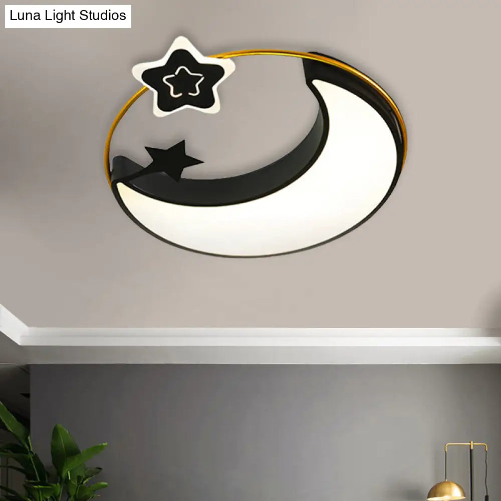 DecorBites™ DecorBites™ Contemporary LED Black Moon and Star Flushmount Ceiling Fixture