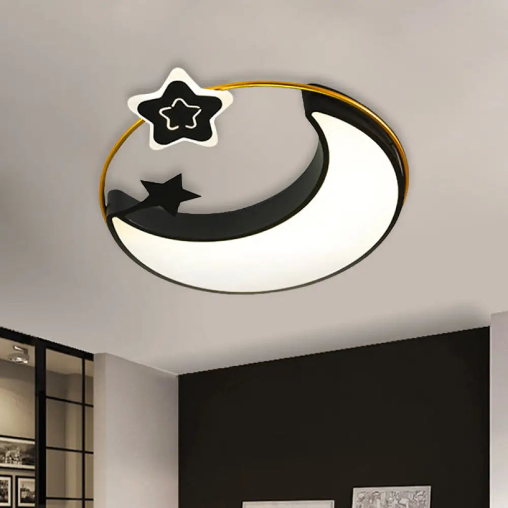 DecorBites™ DecorBites™ Contemporary LED Black Moon and Star Flushmount Ceiling Fixture