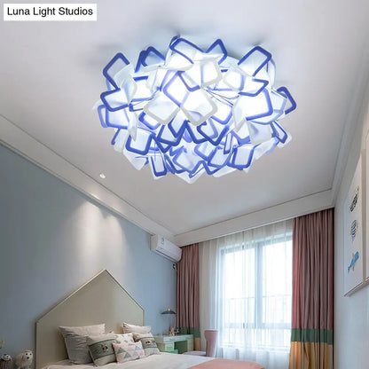 Lámpara de techo empotrada DecorBites™ contemporánea con diseño de flor en flor, LED, acrílica, en blanco/negro/azul