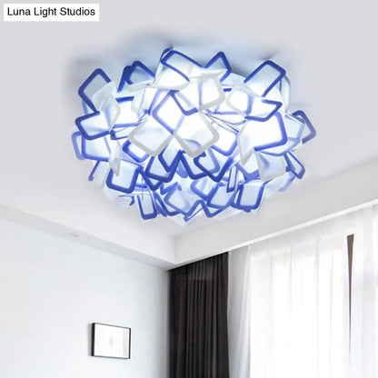Lámpara de techo empotrada DecorBites™ contemporánea con diseño de flor en flor, LED, acrílica, en blanco/negro/azul