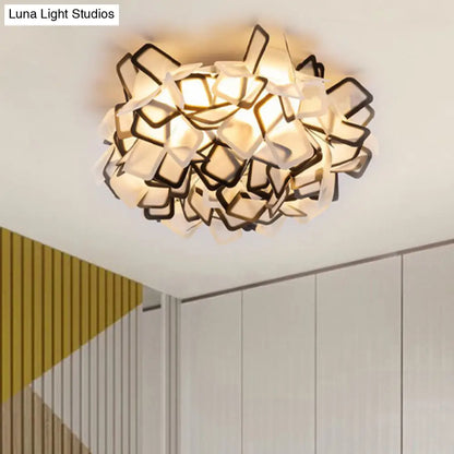 Lámpara de techo empotrada DecorBites™ contemporánea con diseño de flor en flor, LED, acrílica, en blanco/negro/azul