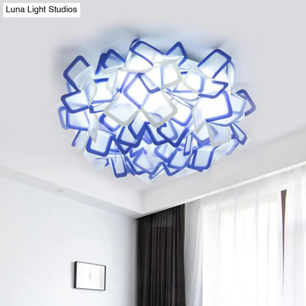 Lámpara de techo empotrada DecorBites™ contemporánea con diseño de flor en flor, LED, acrílica, en blanco/negro/azul