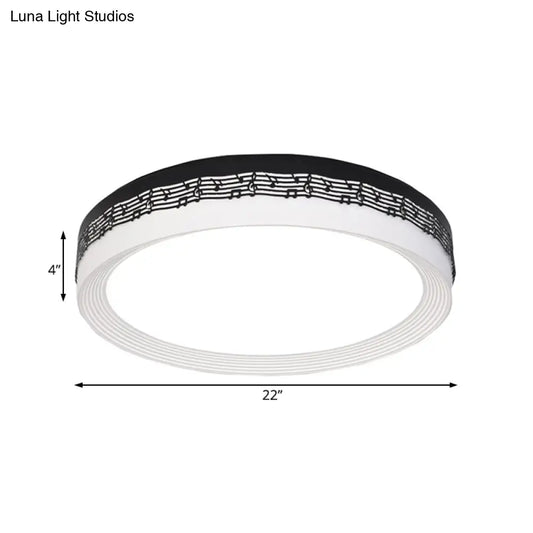 Lámpara de techo LED contemporánea DecorBites™ en negro, redonda de 18"/22"/30" de diámetro, montaje empotrado con iluminación cálida/blanca y patrón rítmico